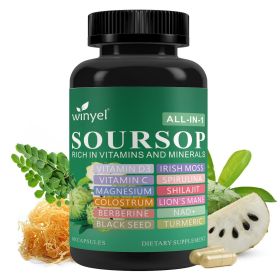 Soursop supplement containing 20 herbal extracts- Vegan, 60 capsules. - 1 PCS Soursop supplement containing 20 herbal extracts- Vegan, 60 capsules. - 1 PCS